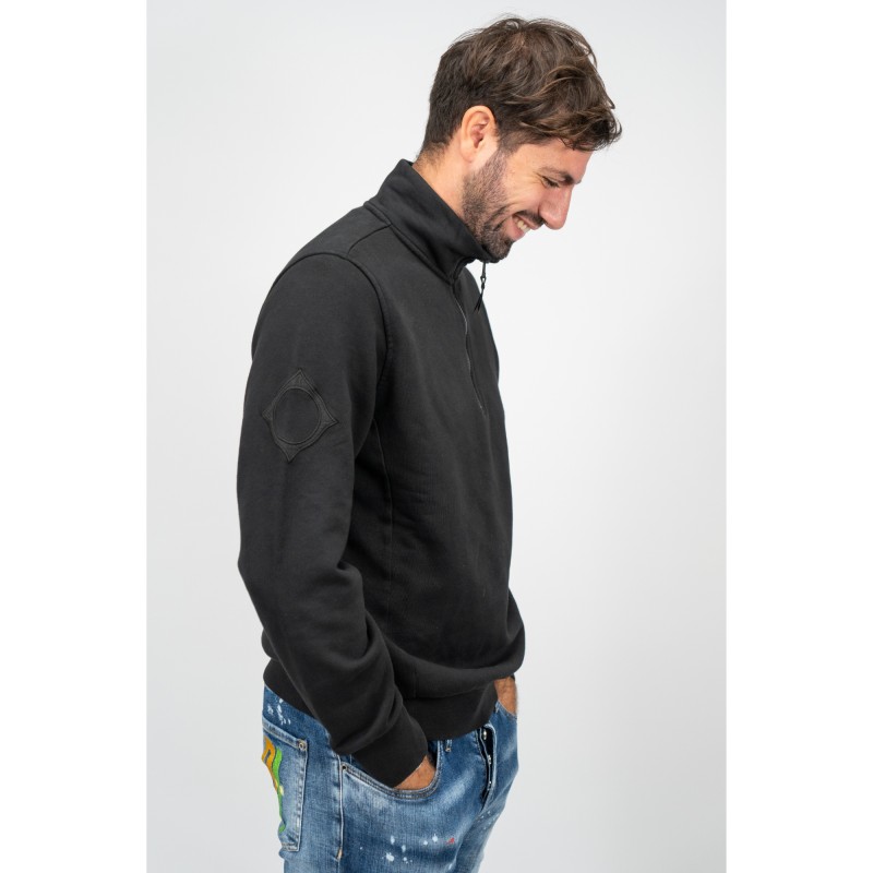 Ma.Strum Quarter Zip Logo Sweat Jet Black MAS4544-M000 2