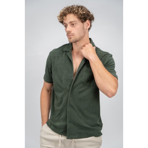 Revolution Terry Short-Sleeved Cuban Shirt Dustgreen 3823-DUSTGREEN