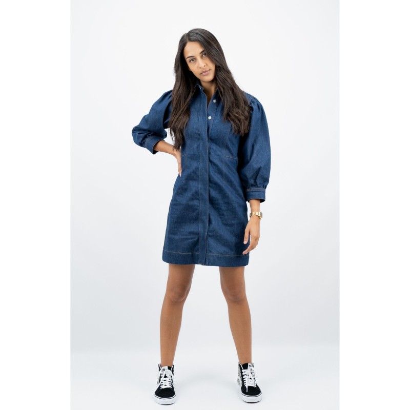 CLEAN DENIM UTILITY DRESS CONTAINS HEMP