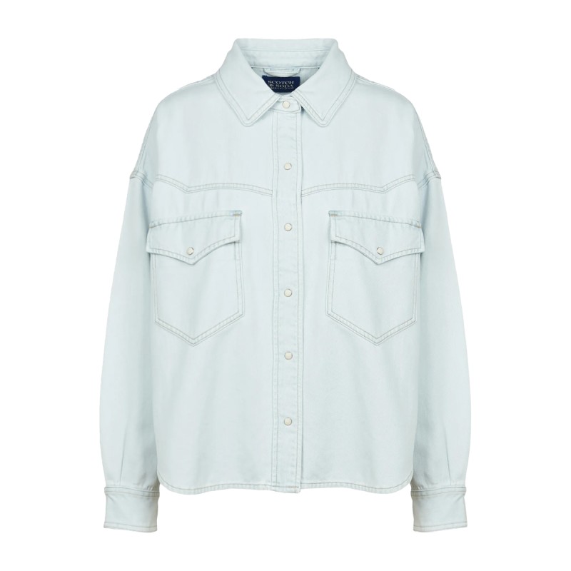 Scotch&Soda Bleached Out Denim Overshirt Blue 165621-0727